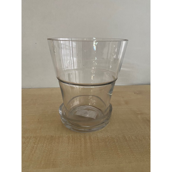 Macetero con plato glas transparente 14,5x16cm    