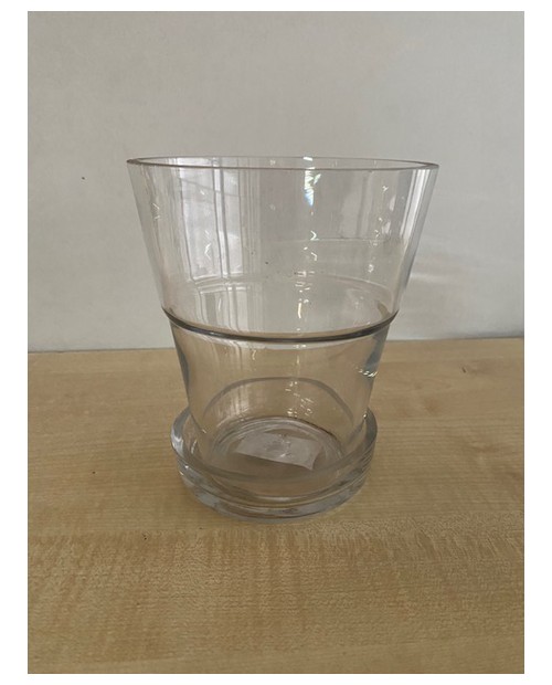 Macetero con plato glas transparente 14,5x16cm    