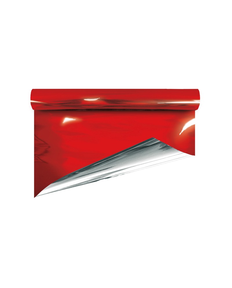 Rollo metal liso rojo/plata 70x50cm               