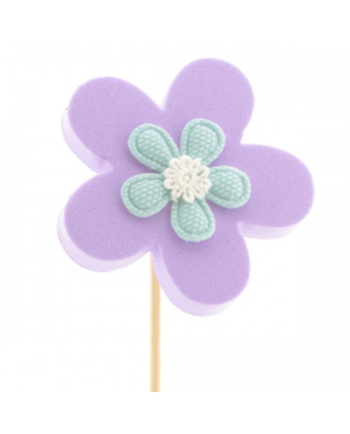 Pick flor fantasia lila 7cm en palo de 50cm       
