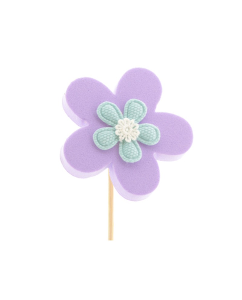 Pick flor fantasia lila 7cm en palo de 50cm       