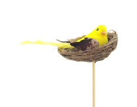 Pick pajaro+nido 6cm en palo de 50cm              