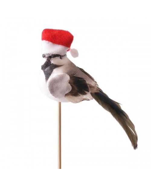 Pick pajaro navidad 6cm palo de 50cm              