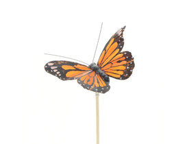 Pick mariposa atalanta 9cm palo de 50cm naranja   