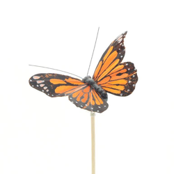 Pick mariposa atalanta 9cm palo de 50cm naranja   