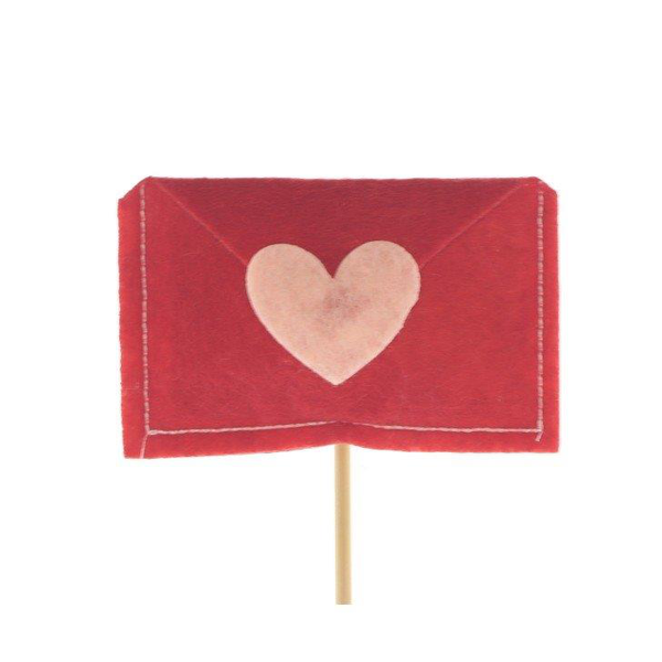 Pick corazon rosa y sobre rojo 10unid.            