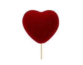 Pick corazon rojo terciopelo "big" 5unid.         
