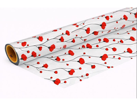 Rollo celofan fantasia claveles negro/rojo 70x50  
