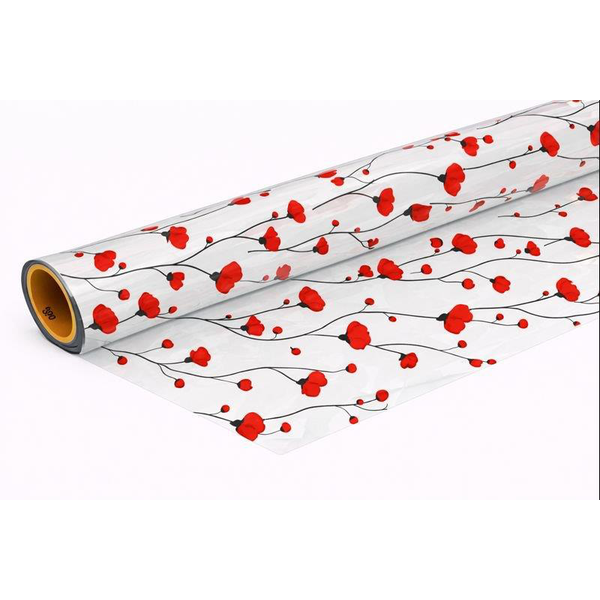 Rollo celofan fantasia claveles negro/rojo 70x50  