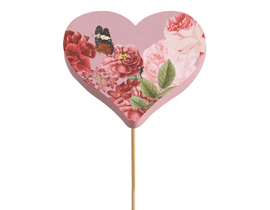 Pick corazón Amora 7cm en palo 50cm rosa/roja     