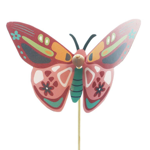 Pick mariposa Aya rojo 13cm en palo 50cm          